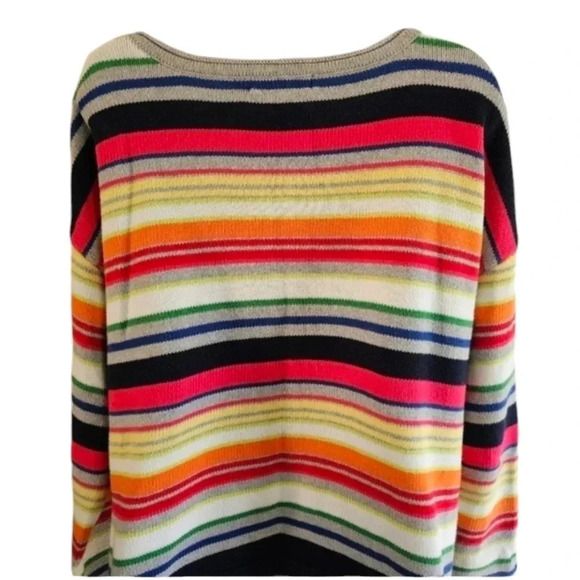 Liz Claiborne XL Multicolor Striped 100% Cotton Sweater Preppy Retro Classic - Picture 3 of 6